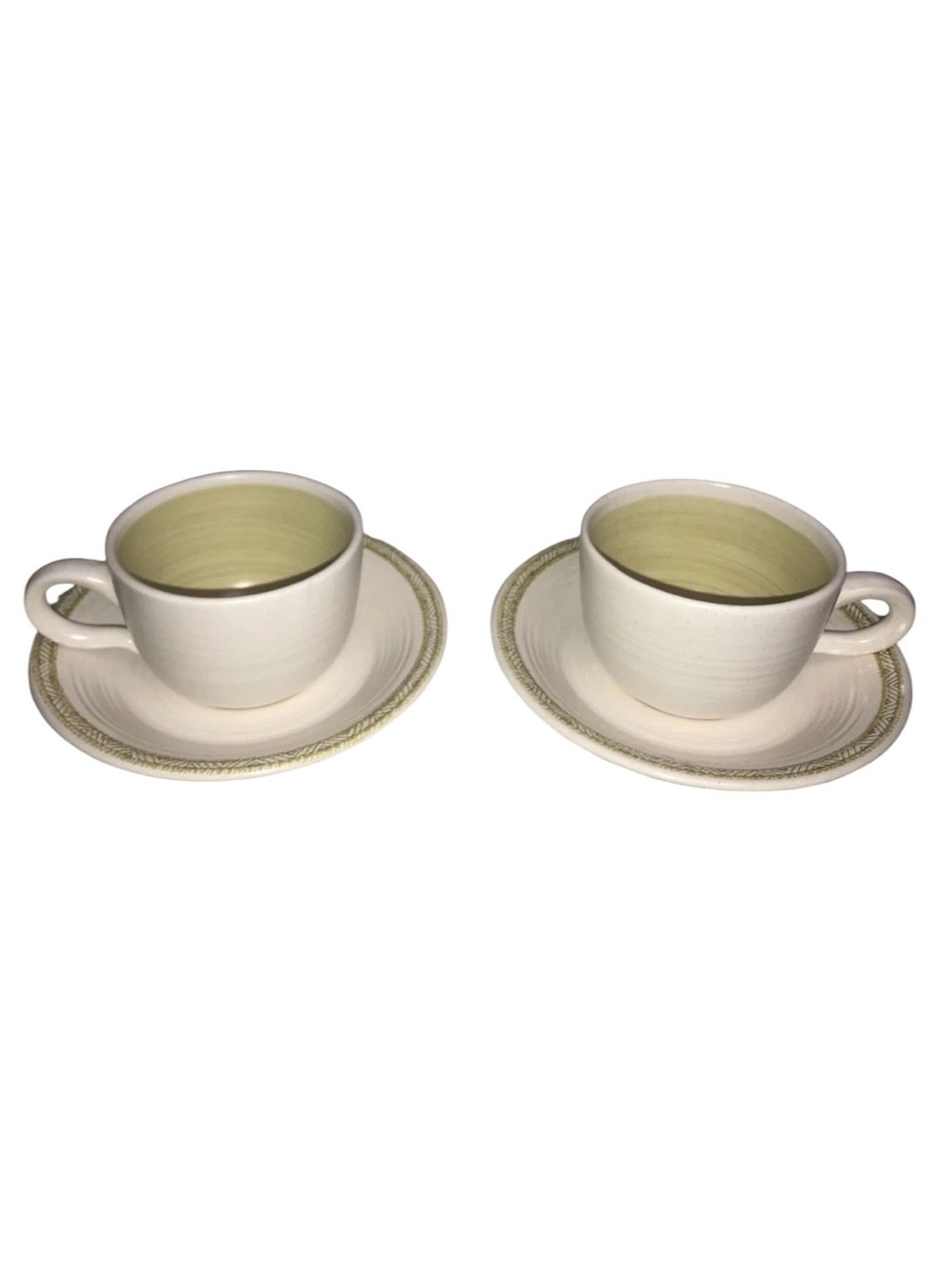 Vintage Franciscan Earthenware HACIENDA GOLD Tea Cups 2 USA Swirl Yellow Speck